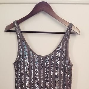 Silver sequin mini dress